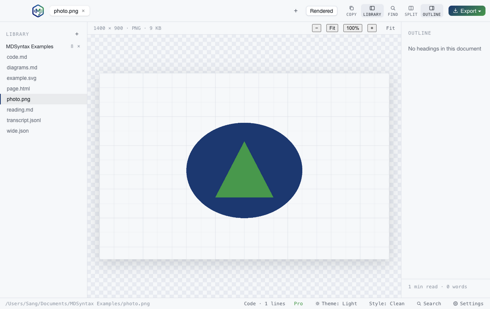 An image file open in MDSyntax